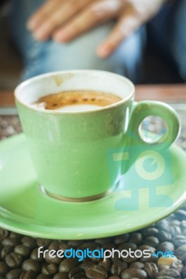 Hot Shot Of Espresso Macchiato Stock Photo