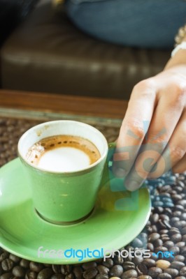 Hot Shot Of Espresso Macchiato Stock Photo