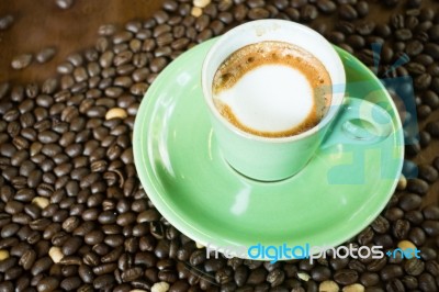 Hot Shot Of Espresso Macchiato Stock Photo