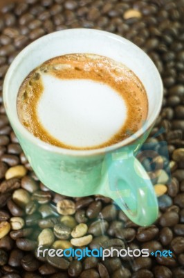 Hot Shot Of Espresso Macchiato Stock Photo