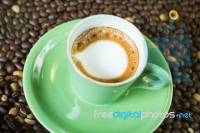 Hot Shot Of Espresso Macchiato Stock Photo