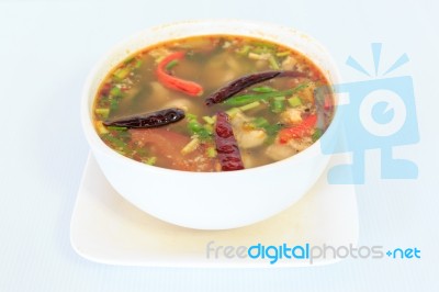 Hot Spicy And Sour Thai Cuisine Soup Stock Photo