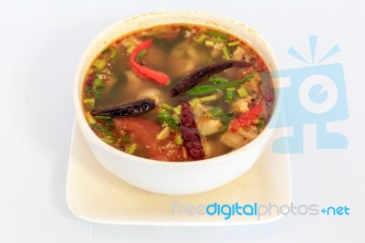 Hot Spicy And Sour Thai Cuisine Soup Stock Photo