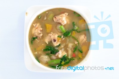 Hot Spicy And Sour Thai Cuisine Soup Stock Photo