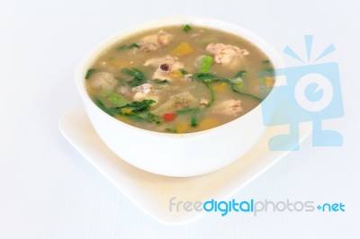 Hot Spicy And Sour Thai Cuisine Soup Stock Photo