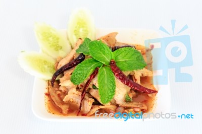 Hot Spicy Thai Cuisine Pork Salad Stock Photo