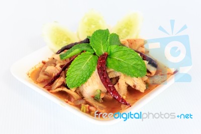 Hot Spicy Thai Cuisine Pork Salad Stock Photo