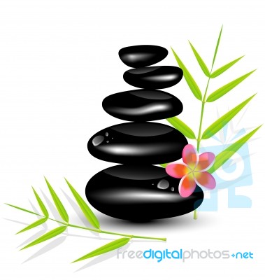 Hot Stone Massages And Bamboo Leaf Stock Image