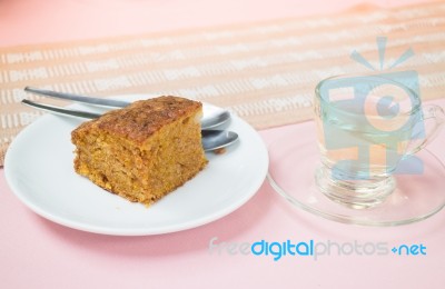 Hot Tea And Carrot Cake Stock Photo