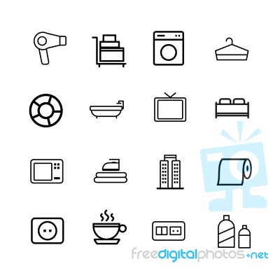 Hotel Icon Set On White Background Stock Image