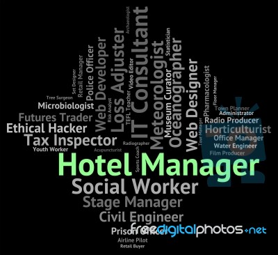 Hotel Manager Means Check In And Career Stock Image