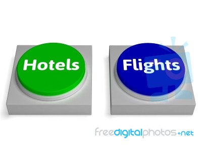 Hotels Flights Buttons Shows Accomodation Or Flight Stock Image