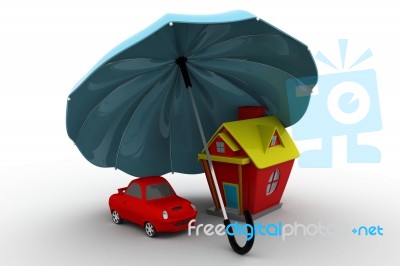 House And Car Insurance Stock Image