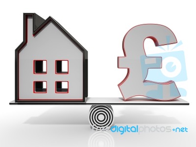 House And Dollar Balancing Show Investment Stock Image