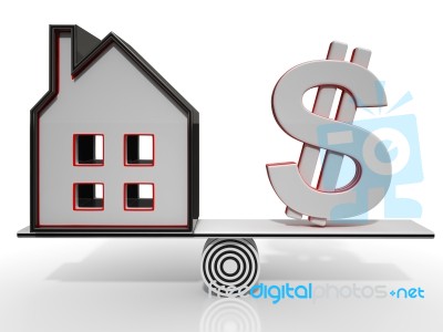 House And Dollar Balancing Show Investment Stock Image