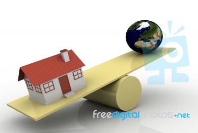 House And Earth On Scales Stock Image