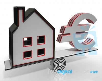 House And Euro Balancing Shows Investment Stock Image