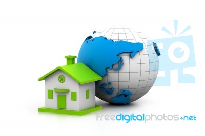 House And Globe Stock Image