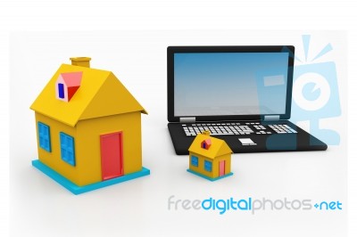 House And Laptop Stock Image