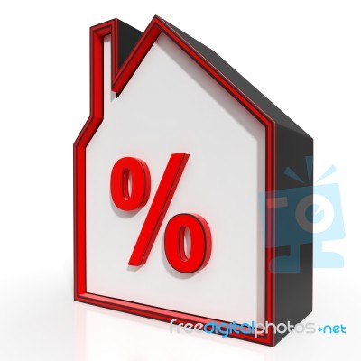 House And Percent Sign Displays Investment Or Discount Stock Image