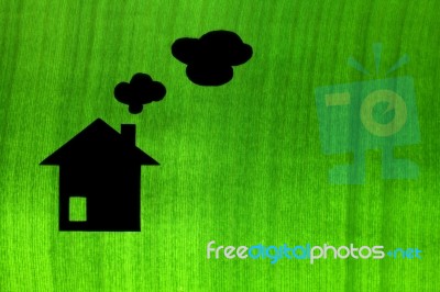 House Behind A Banana Leaf Stock Photo