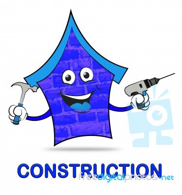 House Construction Means Real Estate Building 3d Illustration Stock Image