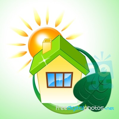 House Eco Means Earth Friendly And Building Stock Image