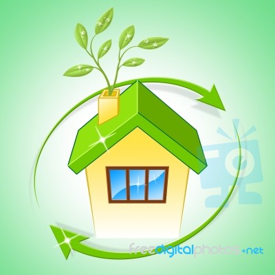 House Eco Means Go Green And Conservation Stock Image