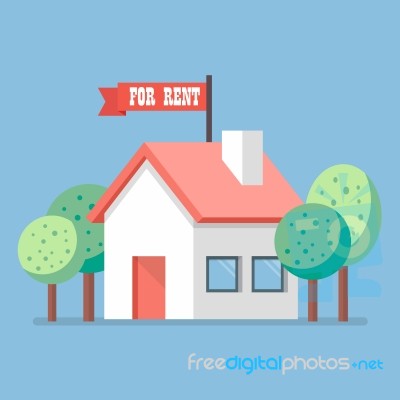 House For Rent Flat Icon Stock Image