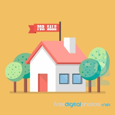 House For Sale Flat Icon Stock Image