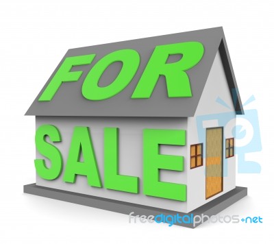 House For Sale Indicates On Market 3d Rendering Stock Image