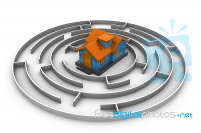 House Hedge Maze Concept Stock Image