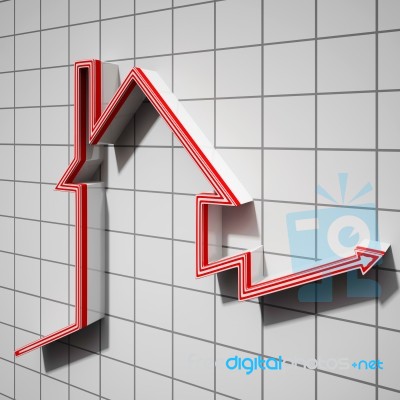 House Icon Showing House Price Going Up Stock Image