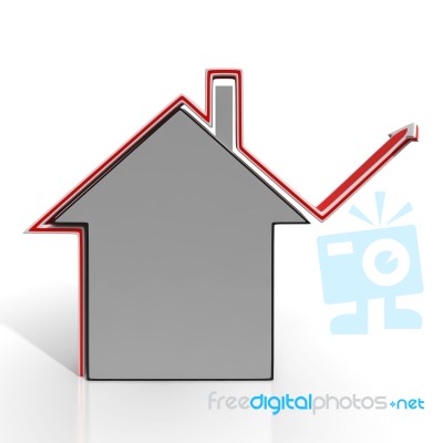 House Icon Shows Home Price Increase Stock Image