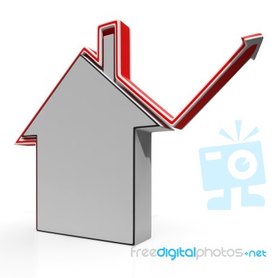 House Icon Shows Home Price Increases Stock Image