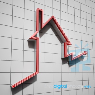 House Icon Shows House Price Going Up Stock Image