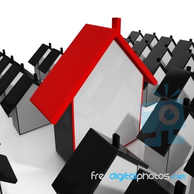 House Icons Shows Selling Real Estate Stock Image