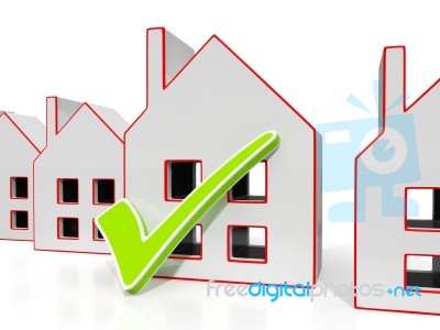 House Icons With Tick Showing House For Sale Stock Image