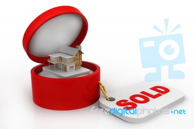 House In Gift Box, For Sale Stock Image