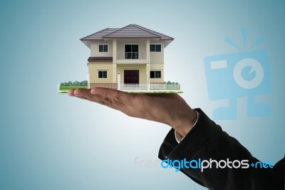 House In Hand Stock Photo