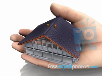 House Model In Hand Stock Image