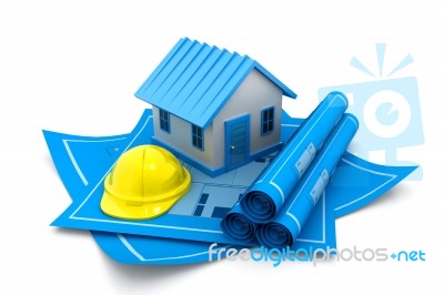 House Model On A Plan Stock Image