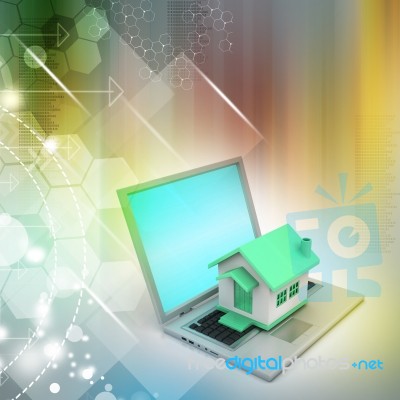 House Model On The Laptop Stock Image