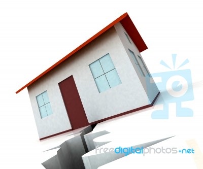 House On Crack Shows Housing Market Decline Stock Image