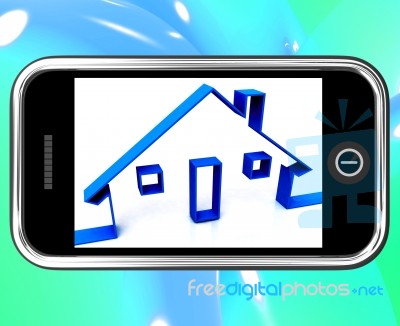 House On Smartphone Shows Real Estate Stock Image