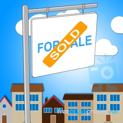 House Sold Indicates Sale Residential And Building Stock Image