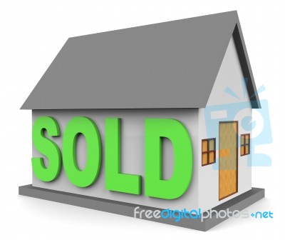 House Sold Means Home Sale 3d Rendering Stock Image