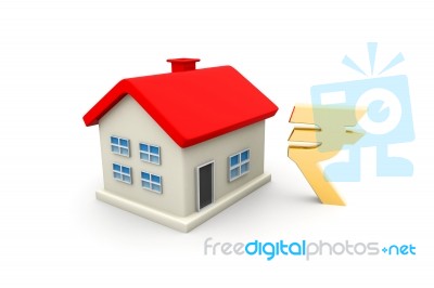 House With Rupee Symbol Stock Image