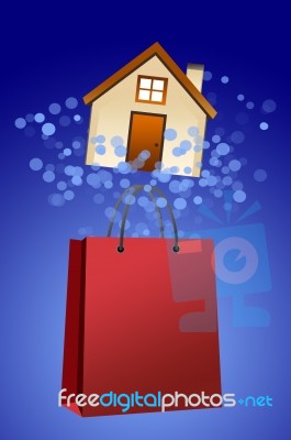 House With Shopping Bag Stock Image