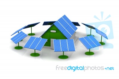 House With Solar Cells Stock Image